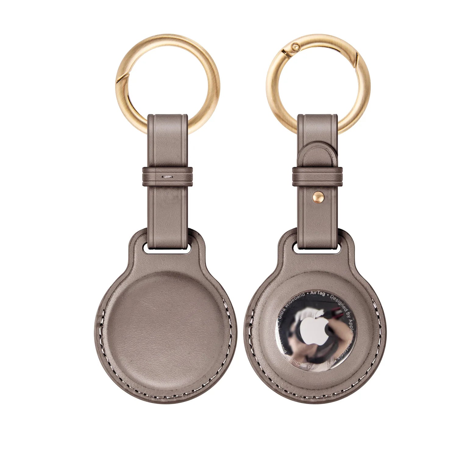 Leather Key Ring with Air Tag Holder