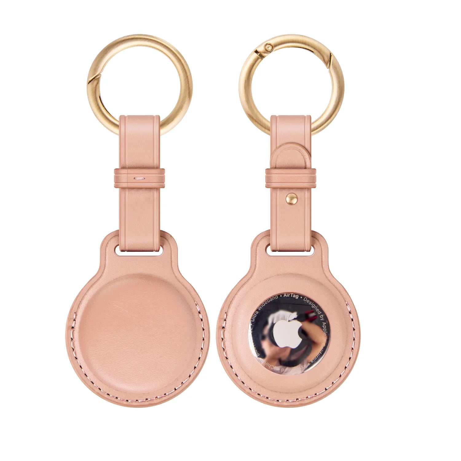 Leather Key Ring with Air Tag Holder